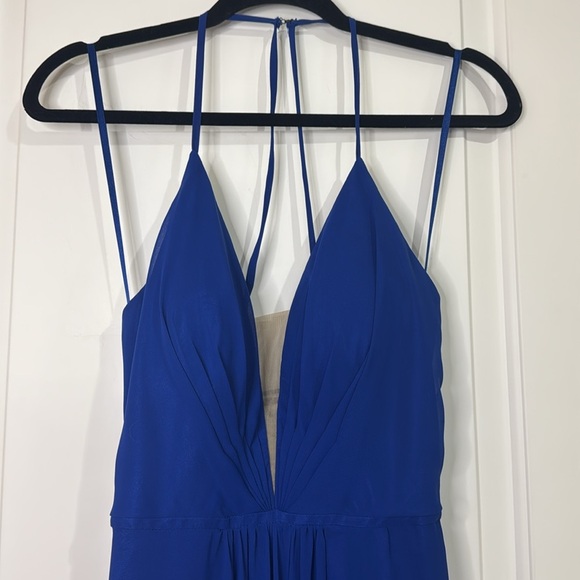 Betsey & Adam Dress Lace Up Back Plunging Front EUC Size 2 Royal Blue Women’s - Picture 4 of 15